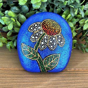 New Hand Painted Original Flower Stone